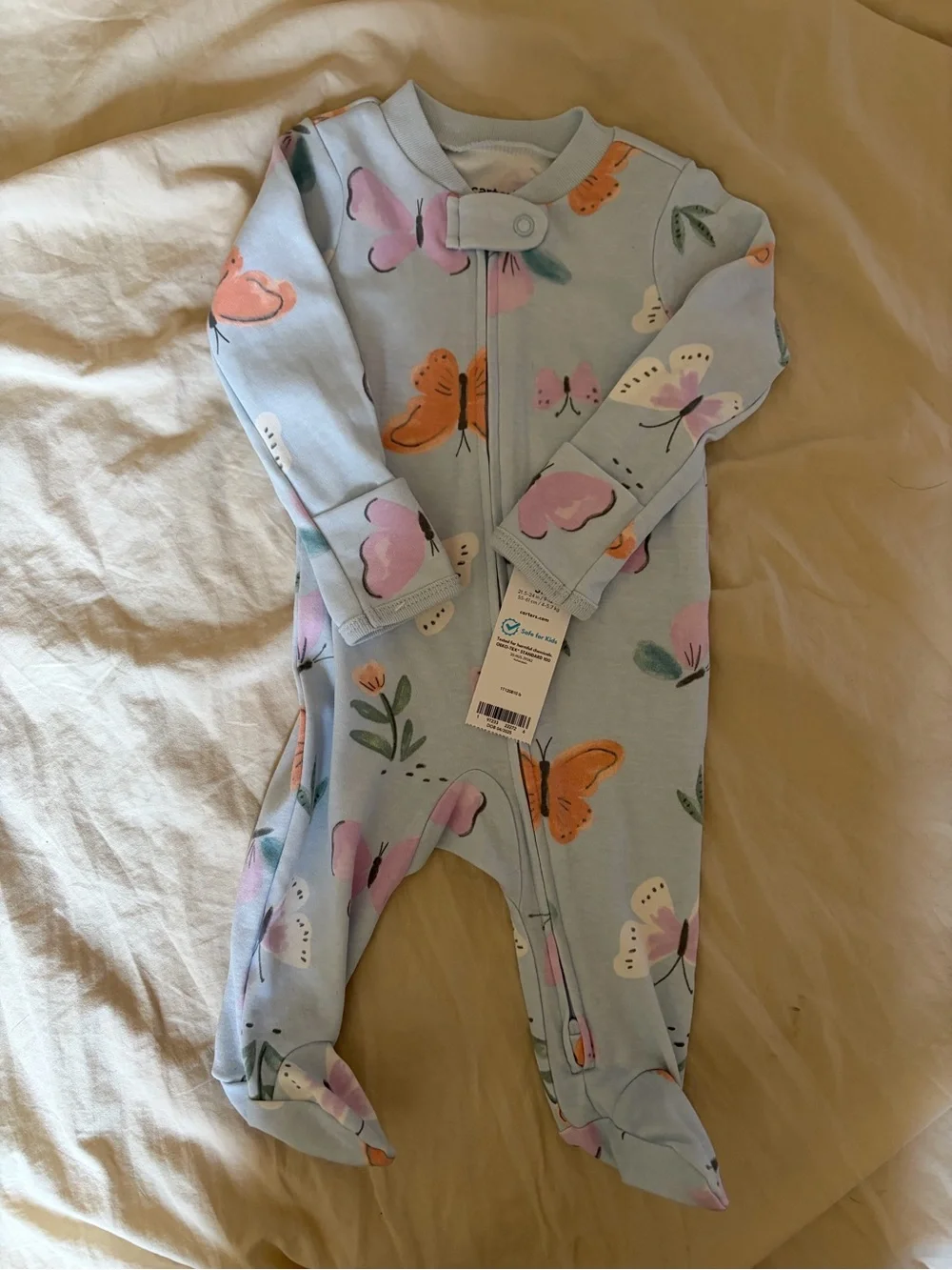 NWT Carter’s Blue Butterfly Print Footed One-Piece